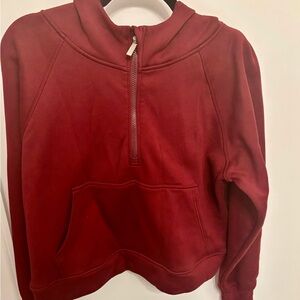 Maroon Zip Cropped Hoodie